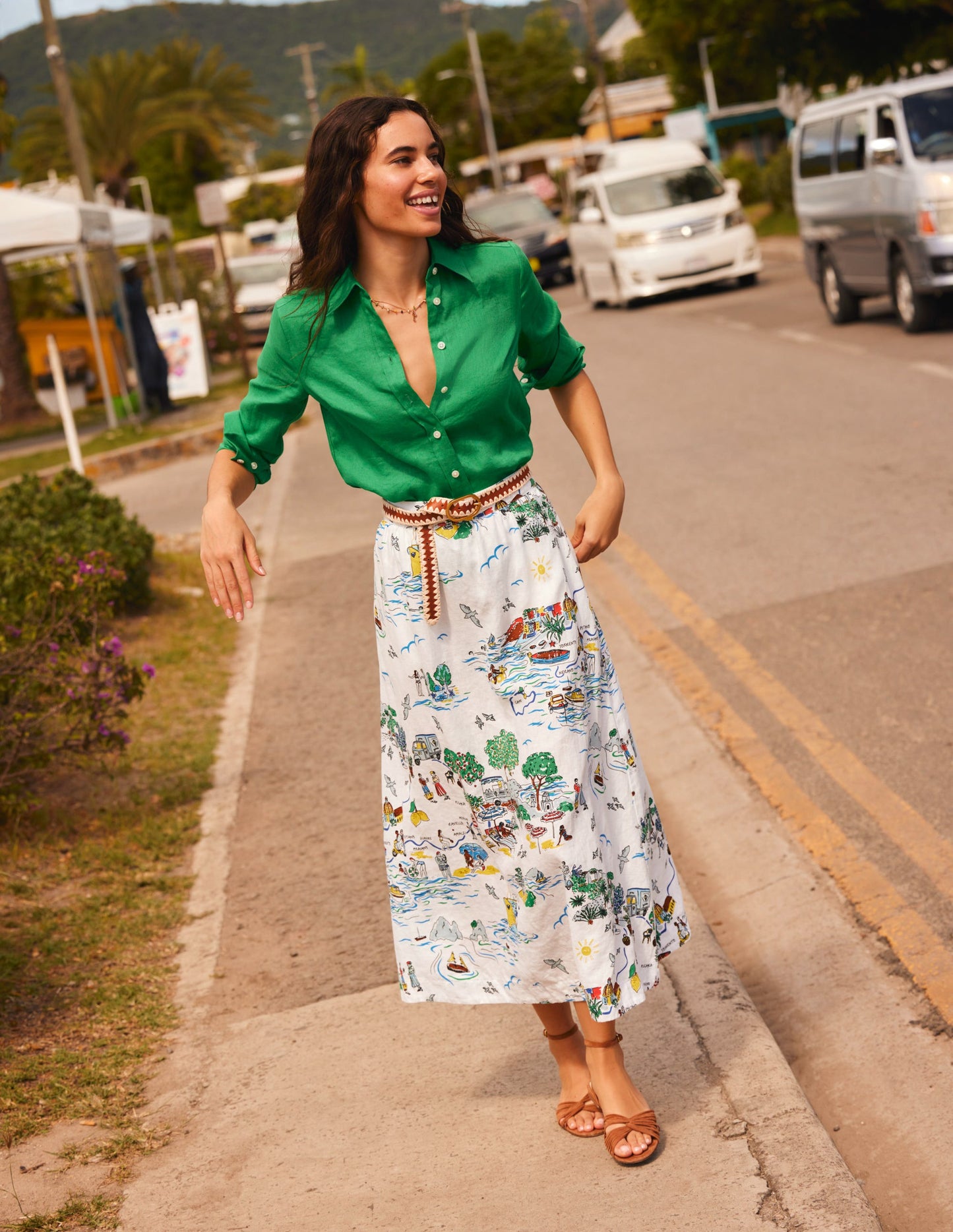 Florence Linen Skirt-Ivory, Amalfi