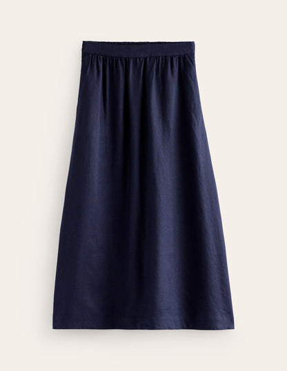 Florence Linen Skirt-Navy