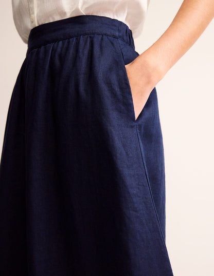 Florence Linen Skirt-Navy