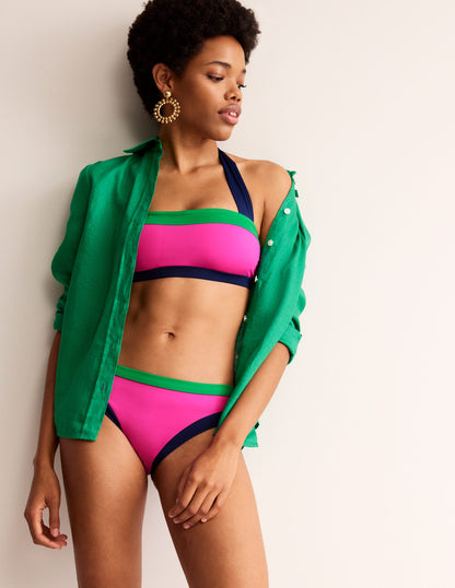 Santorini Bikini Bottoms-Super Pink Colourblock