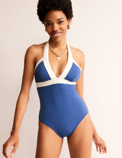 Ithaca Halter Swimsuit-Globe/ Ivory Colourblock