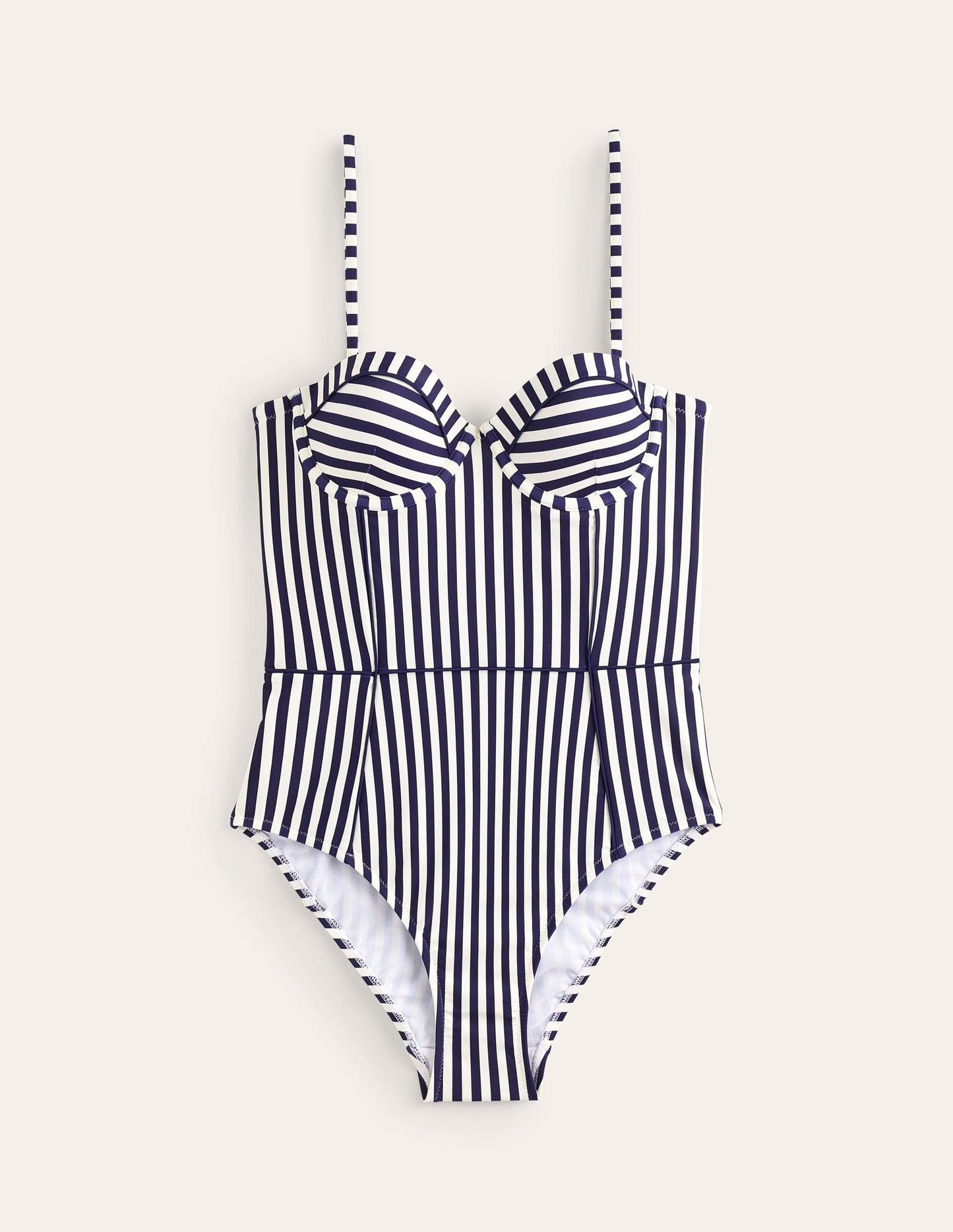 Rhodes Cup-Size Swimsuit-Navy, Ivory Stripe