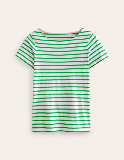 Ella Short Sleeve Breton -Ivory, Green