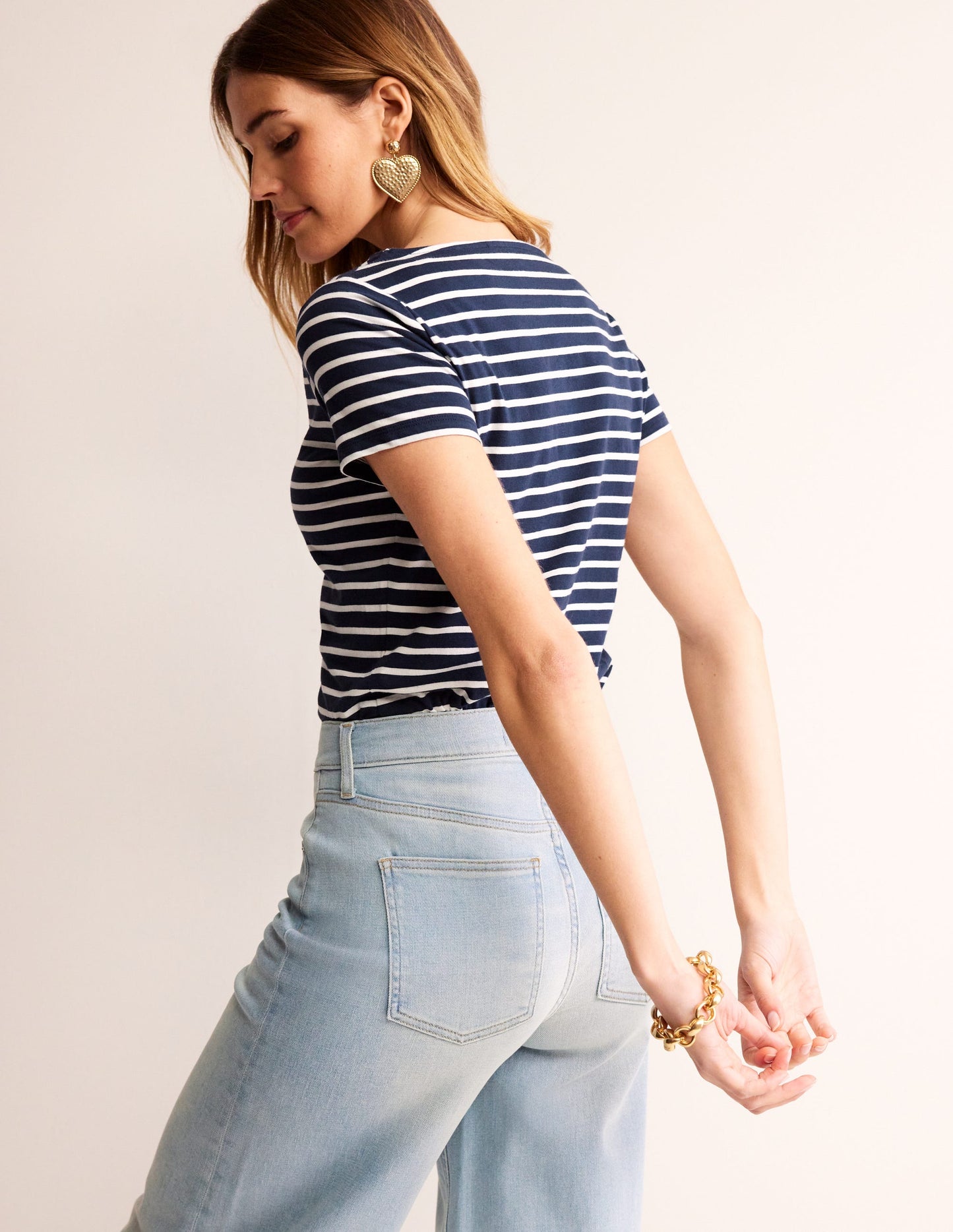 Ella Short Sleeve Breton -Navy, Ivory