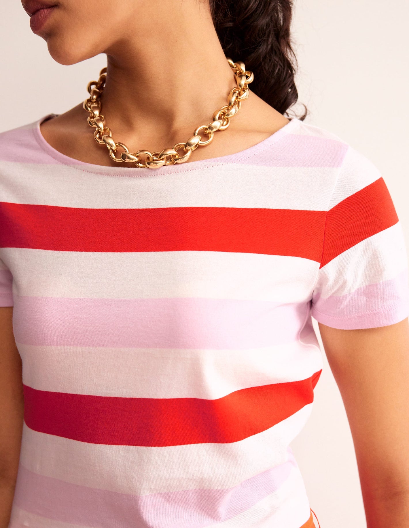 Ella Short Sleeve Breton-Pink, Red