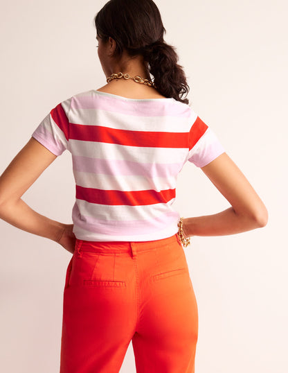 Ella Short Sleeve Breton -Pink, Red