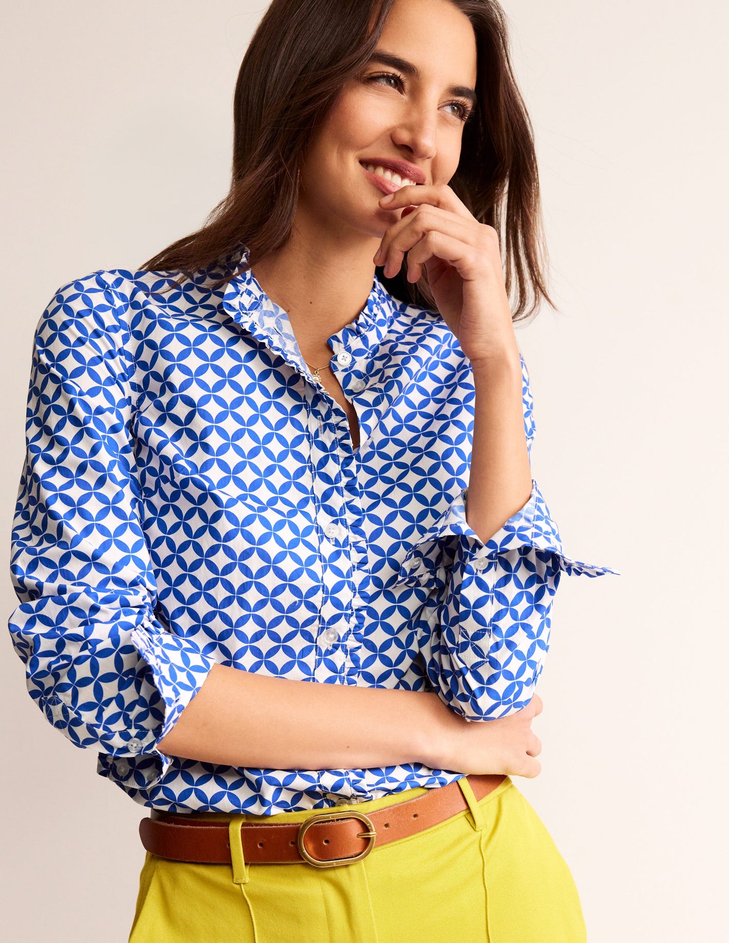 Phoebe Cotton Shirt-Blue, Diamond Terrace