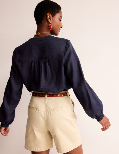 Alice Linen Top-Navy