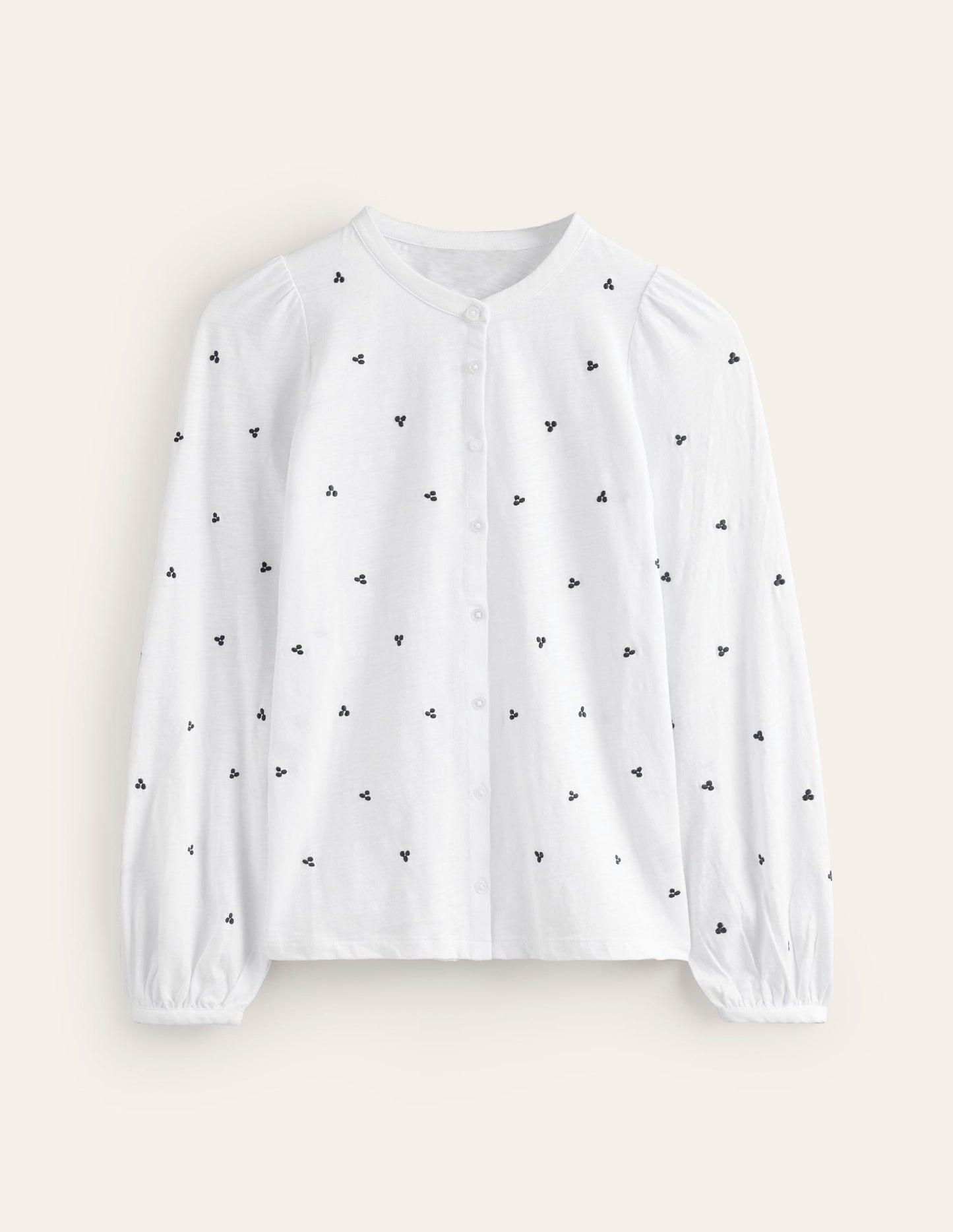 Marina Embroidered Shirt-White, Navy Spot