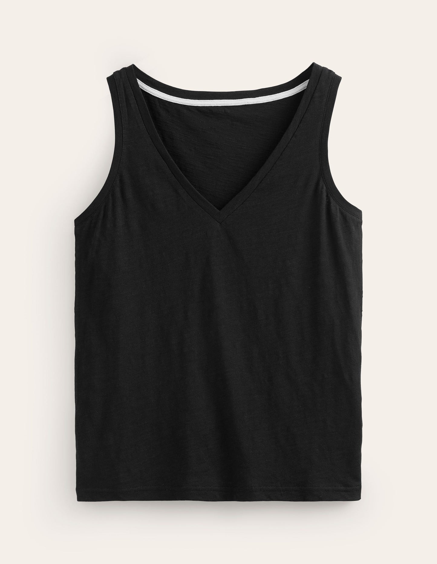 Regular V-Neck Slub Vest-Black