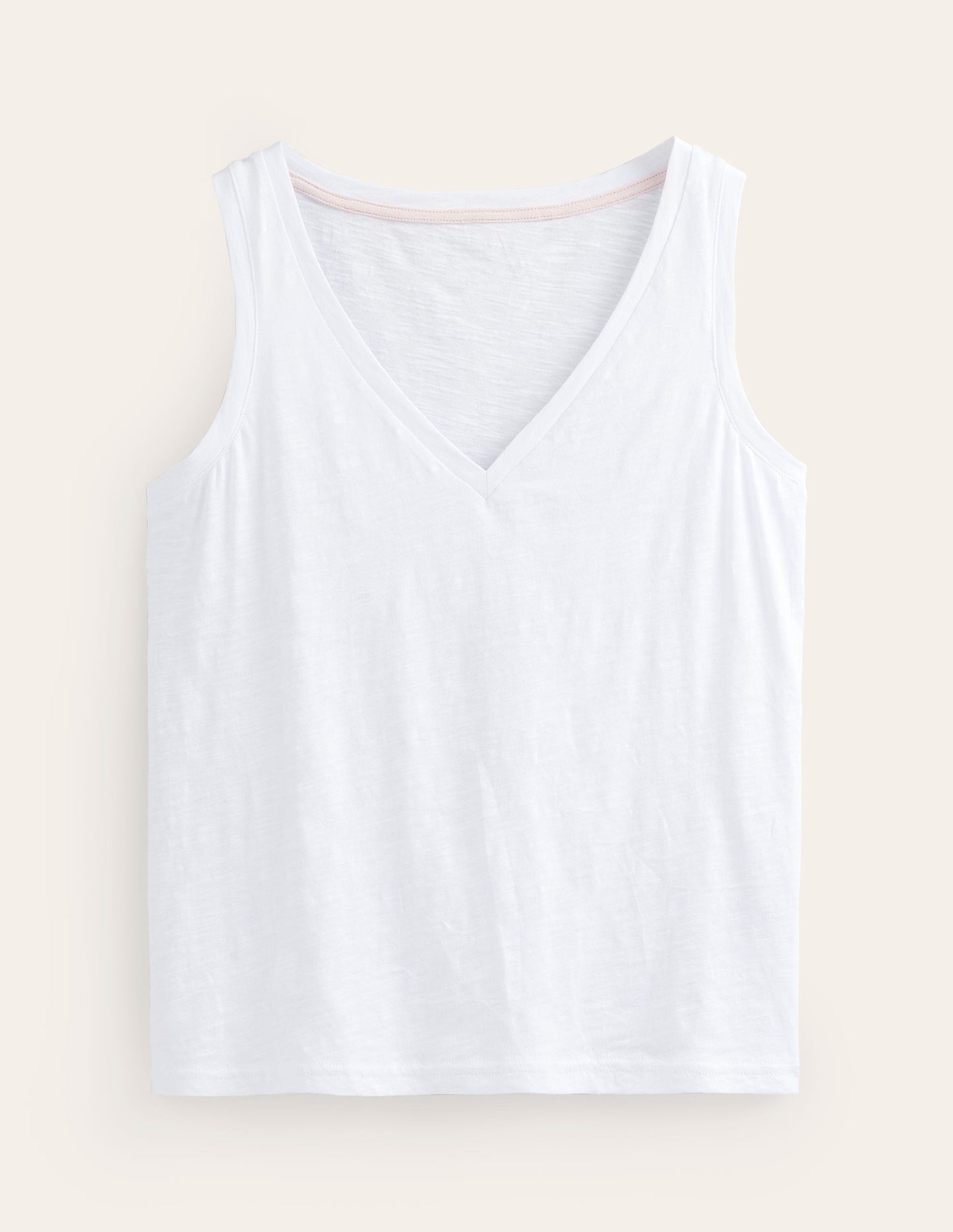 Regular V-Neck Slub Vest-White