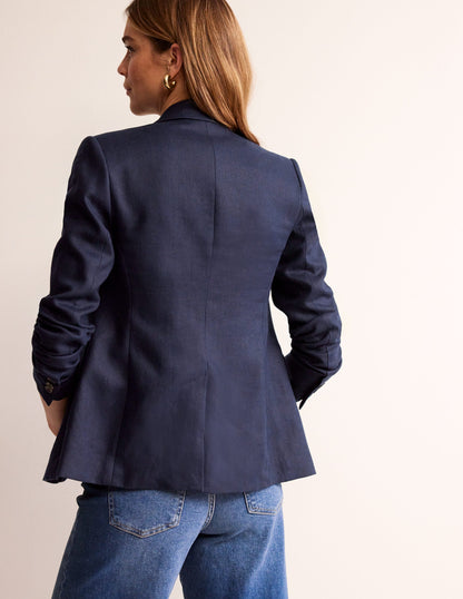 Marylebone Linen Blazer-Navy