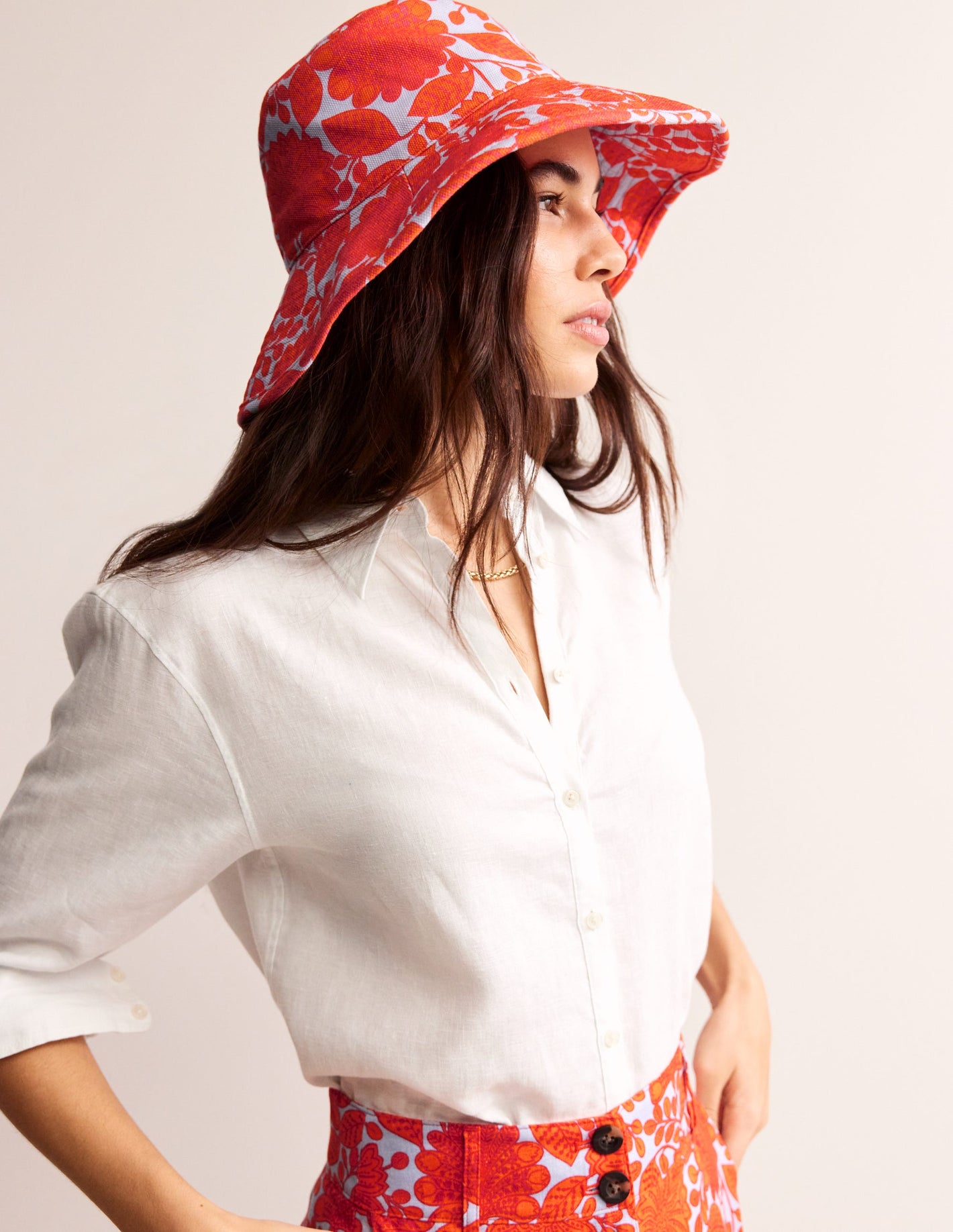 Printed Canvas Bucket Hat-Firecracker, Gardenia Swirl