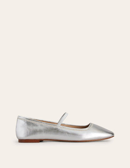 Thea Mary Jane Ballet Flat-Silver Metallic