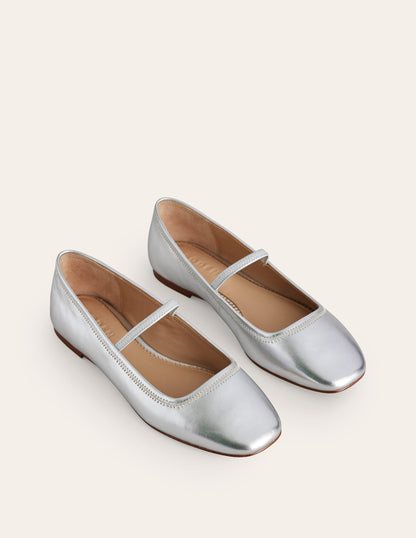 Thea Mary Jane Ballet Flat-Silver Metallic