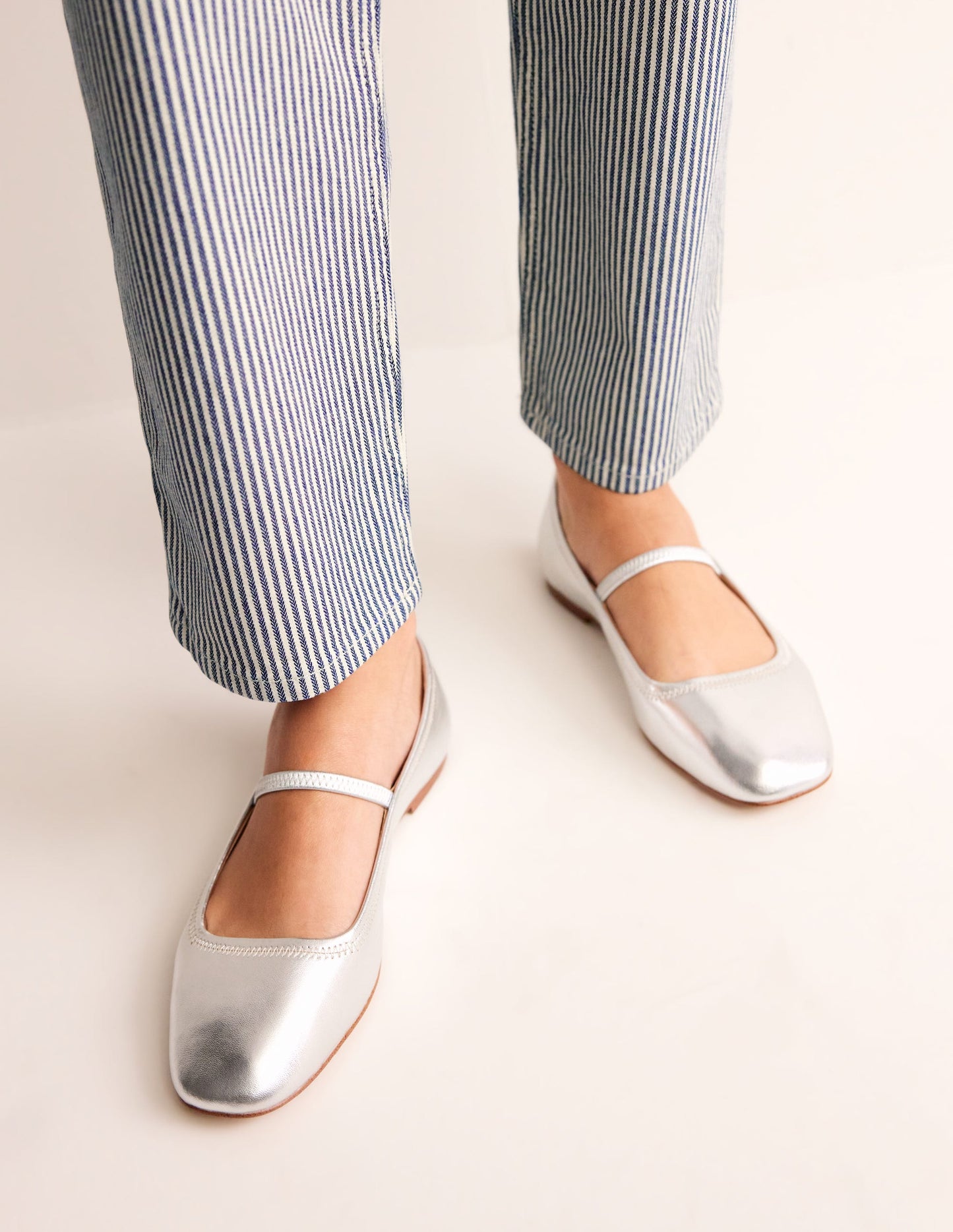 Thea Mary Jane Ballet Flat-Silver Metallic