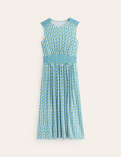 Thea Sleeveless Midi Dress-Green Tambourine, Daisies