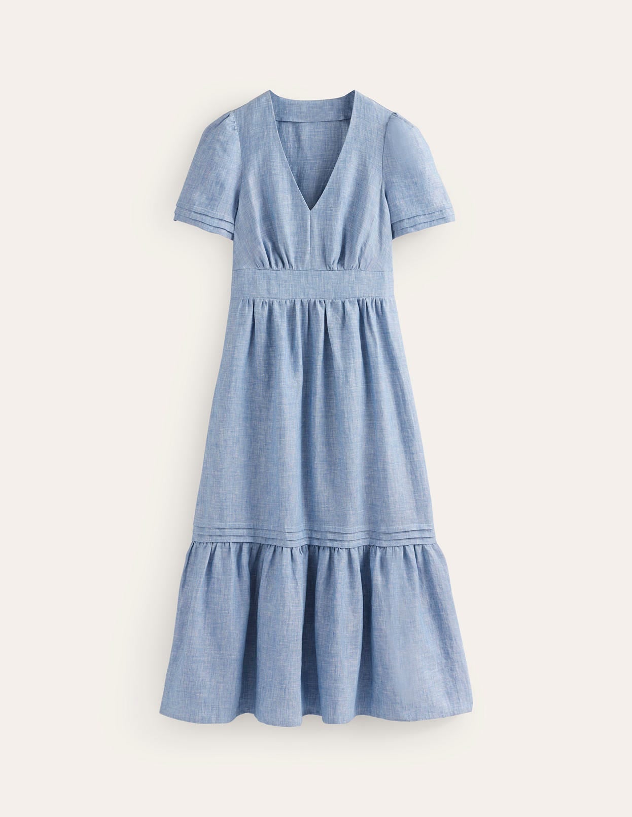 Eve Linen Midi Dress-Chambray