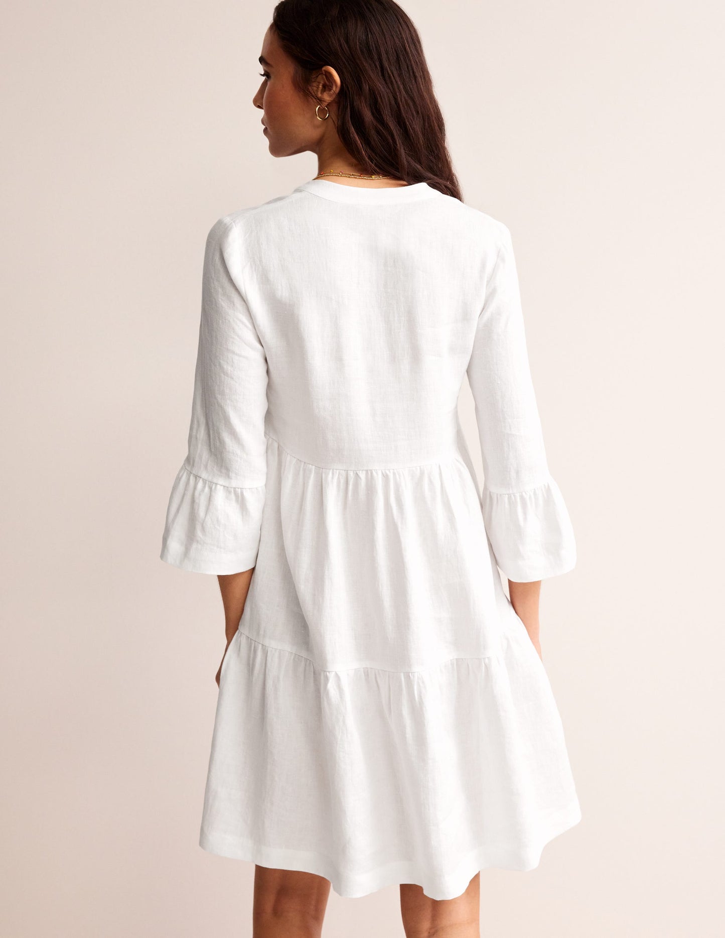 Sophia Linen Short Dress-White