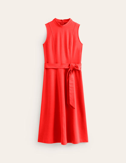 Nicola High Neck Ponte Dress-Fiesta Orange