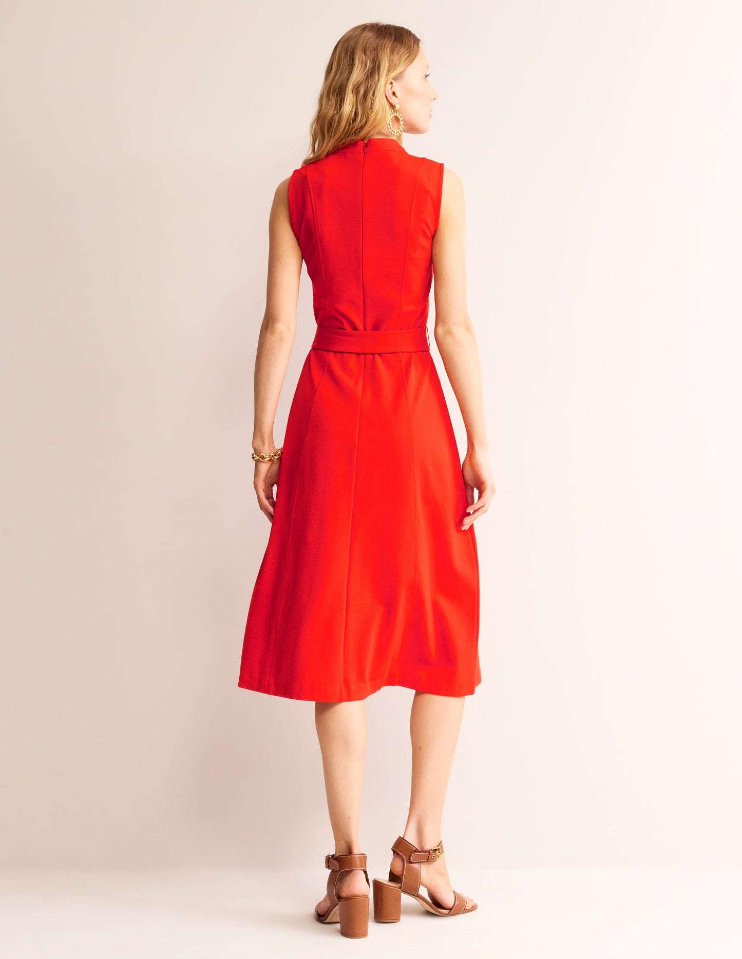 Nicola High Neck Ponte Dress-Fiesta Orange