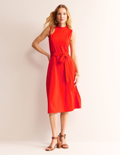 Nicola High Neck Ponte Dress-Fiesta Orange