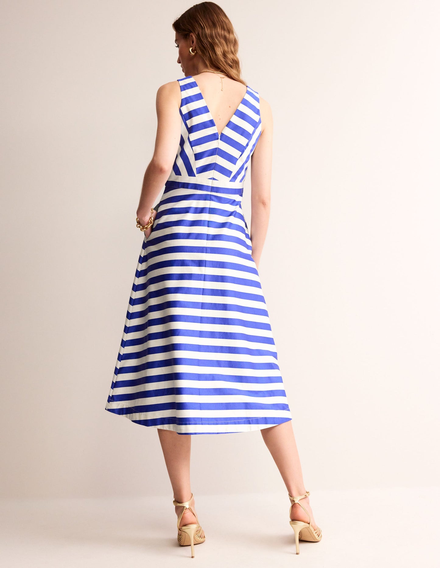 Panelled Bodice Midi Dress-Surf the Web Stripe