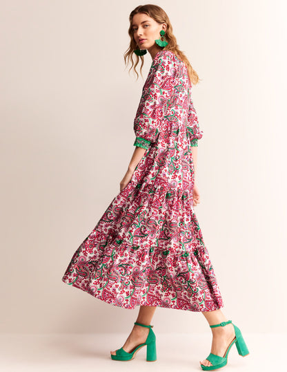 Alba Tiered Cotton Maxi Dress-Multi, Fantastical