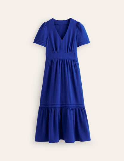 Eve Double Cloth Midi Dress-Indigo Bunting