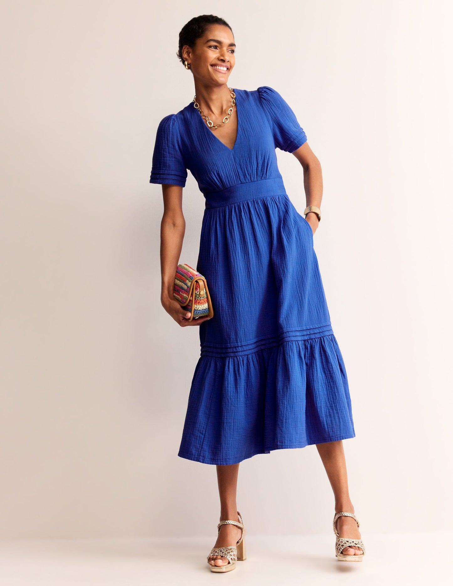 Eve Double Cloth Midi Dress-Indigo Bunting