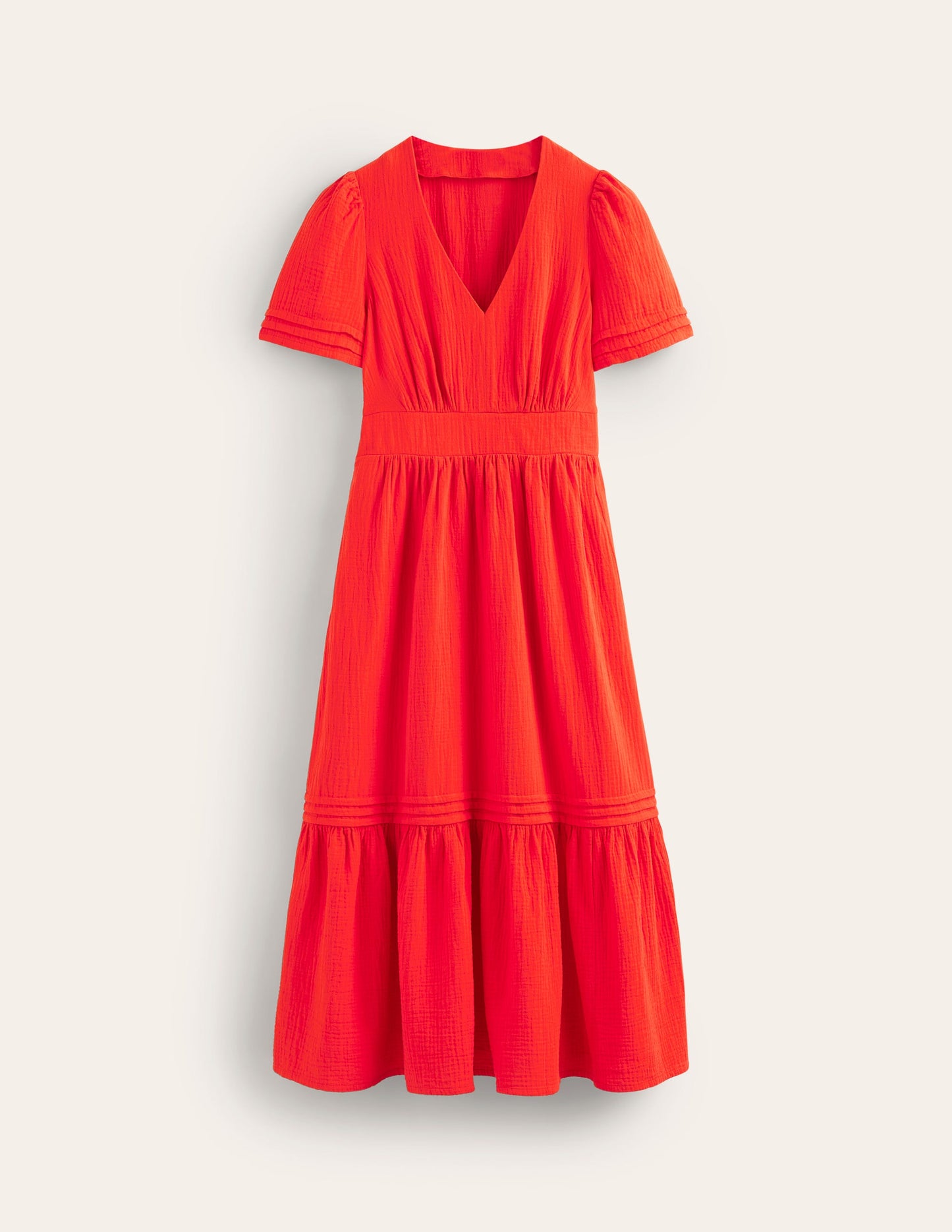 Eve Double Cloth Midi Dress-Flame Scarlet