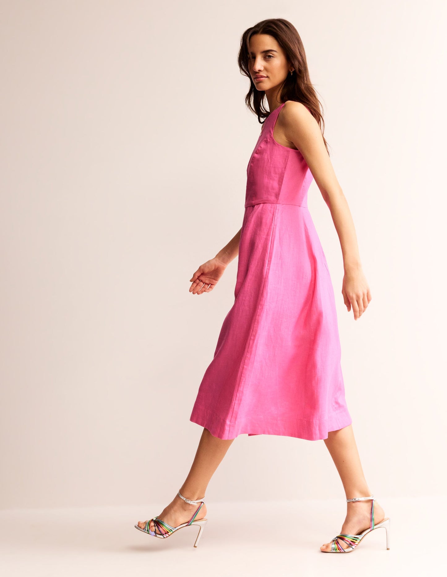 Carla Linen Midi Dress-Sangria Sunset