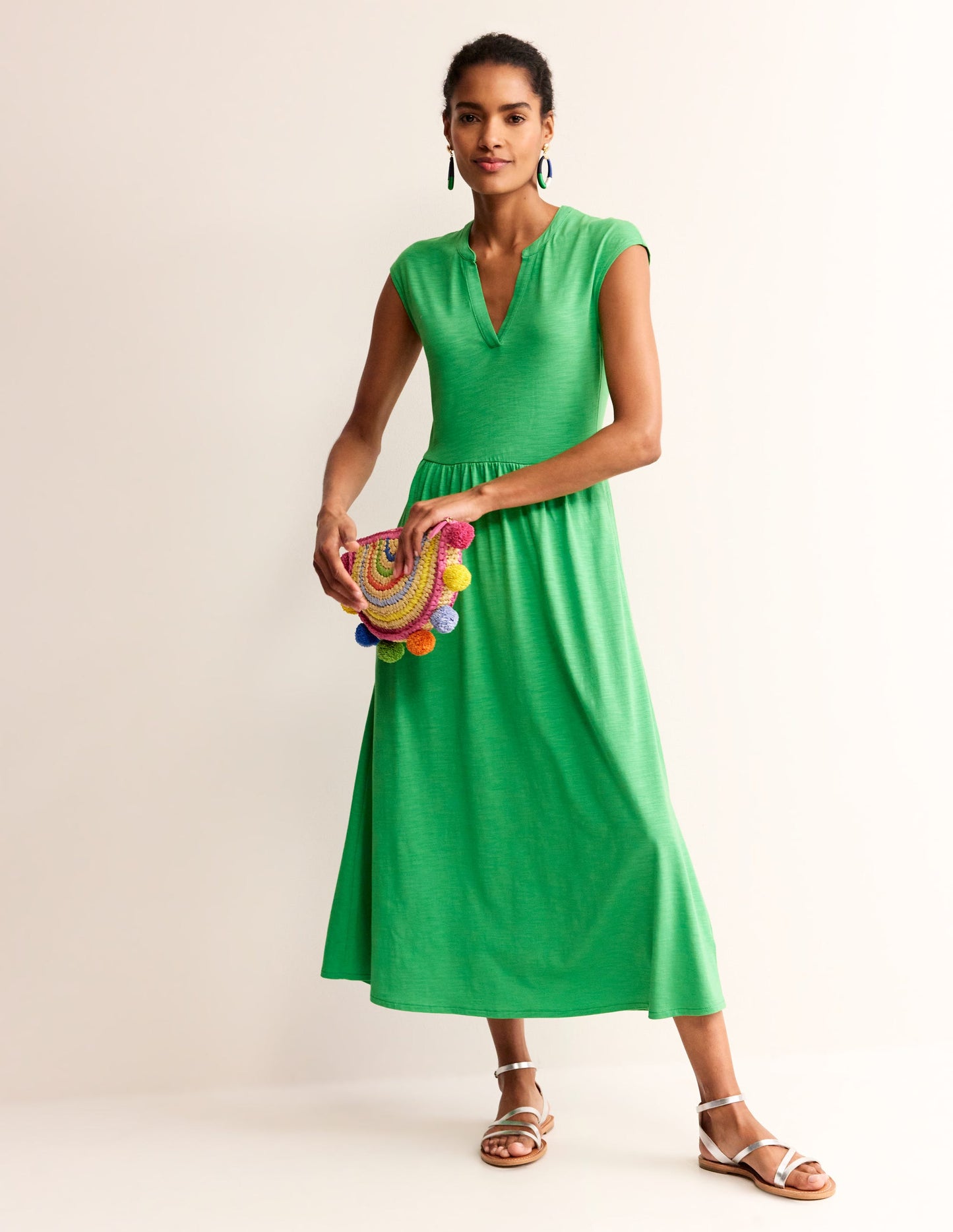 Chloe Notch Jersey Midi Dress-Kelly Green