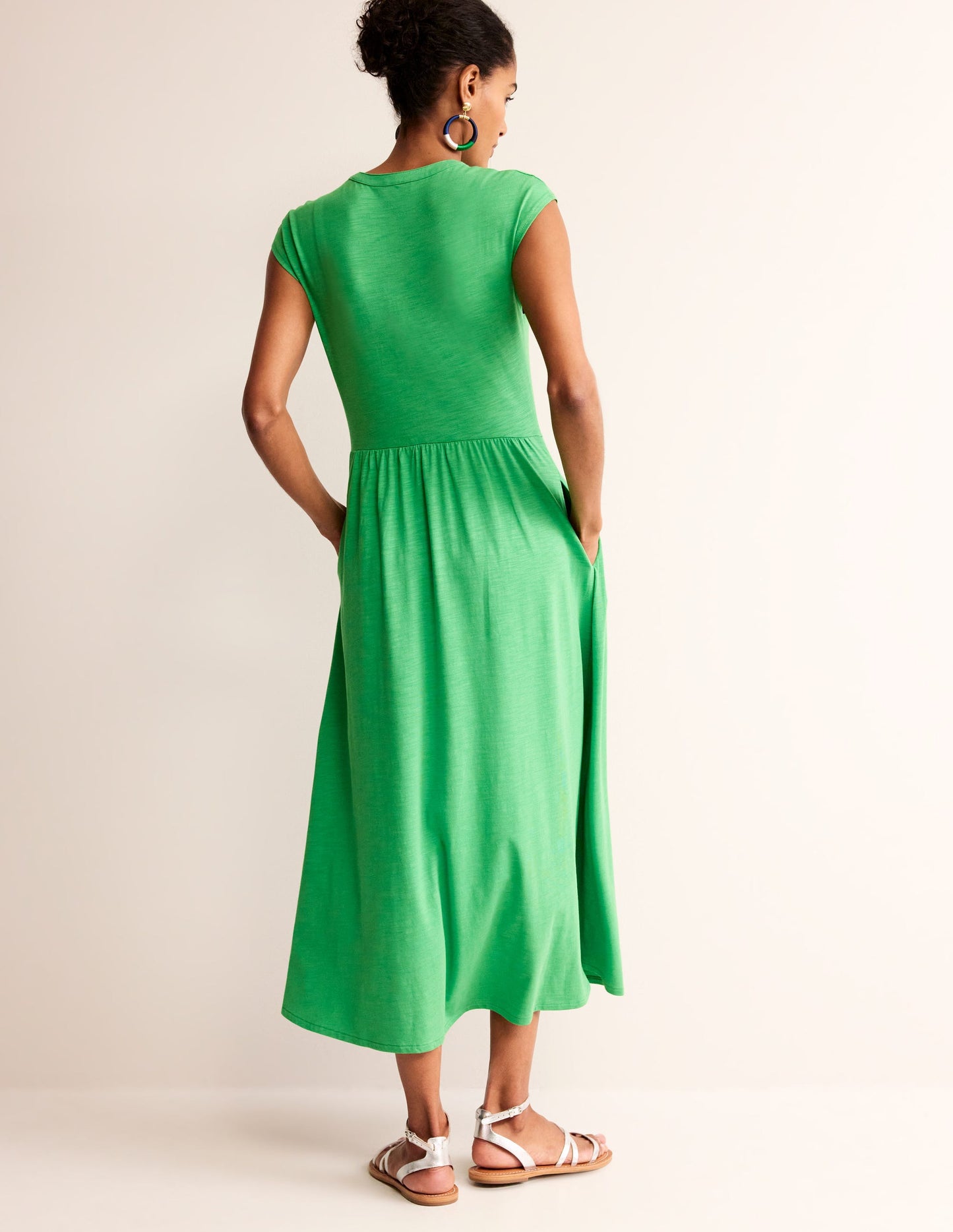 Chloe Notch Jersey Midi Dress-Kelly Green