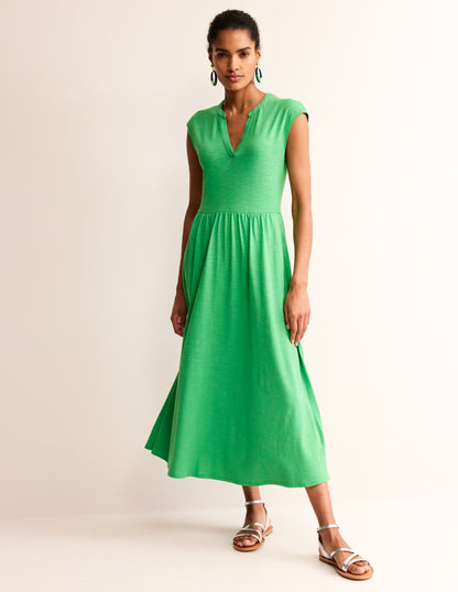 Chloe Notch Jersey Midi Dress-Kelly Green