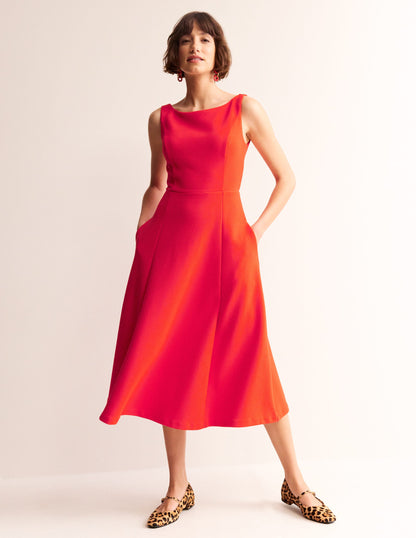 Scarlet Ottoman Ponte Dress-Flame Scarlet