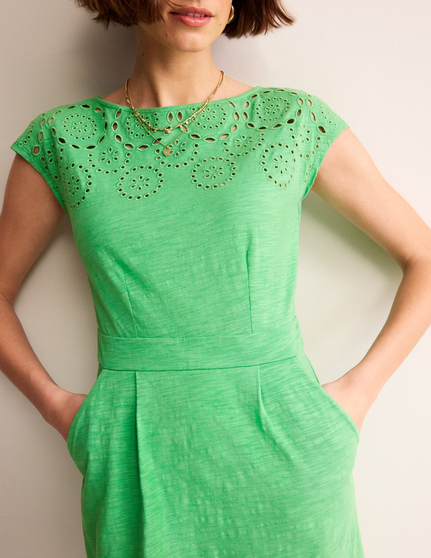 Florrie Broderie Dress-Kelly Green