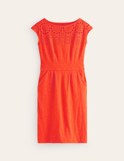 Florrie Broderie Dress-Mandarin Orange