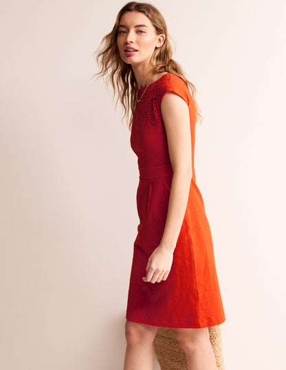 Florrie Broderie Dress-Mandarin Orange