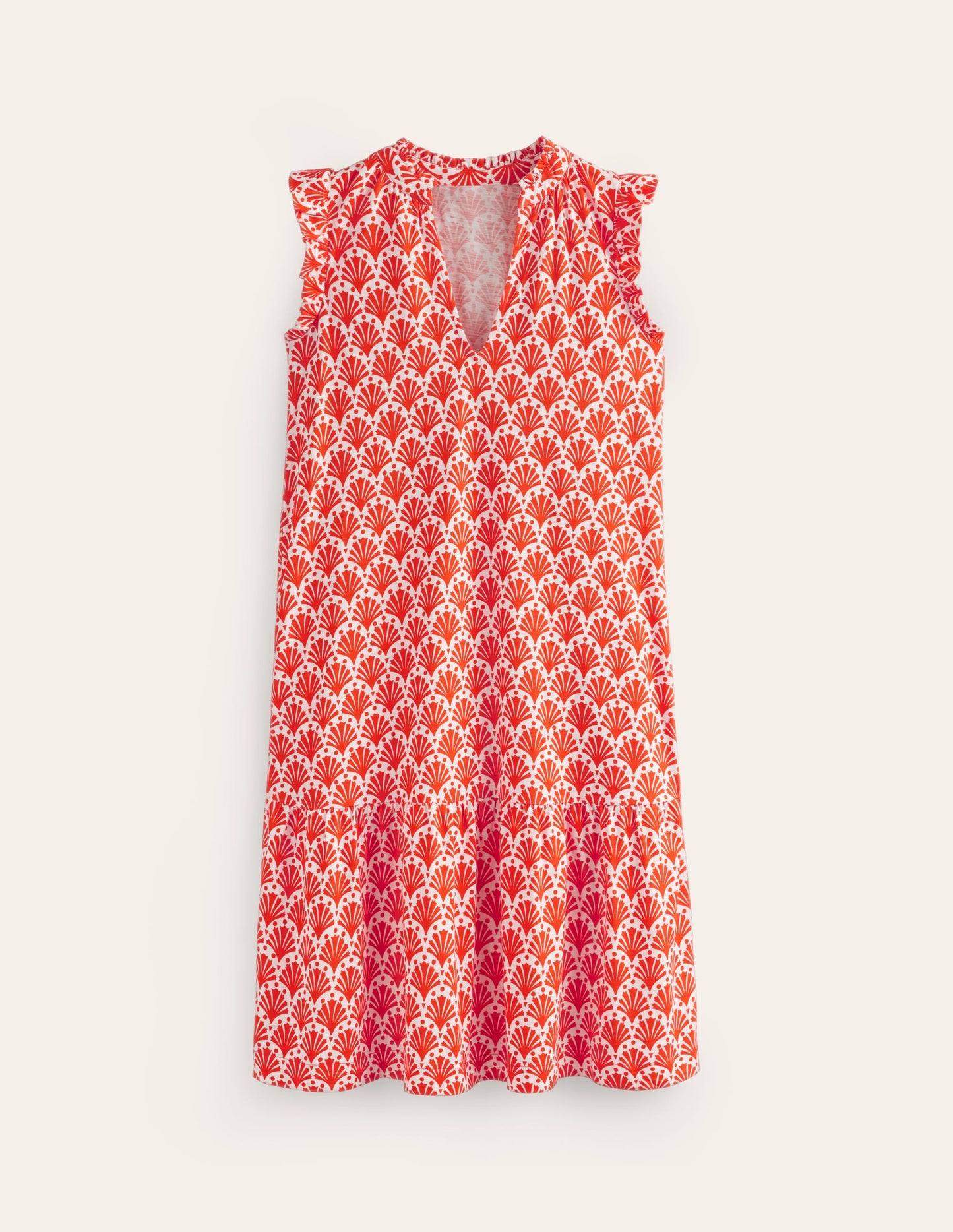 Daisy Jersey Short Tier Dress-Mandarin Orange, Shells