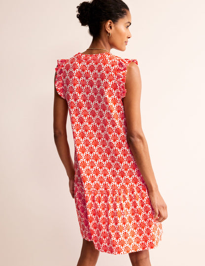 Daisy Jersey Short Tier Dress-Mandarin Orange, Shells