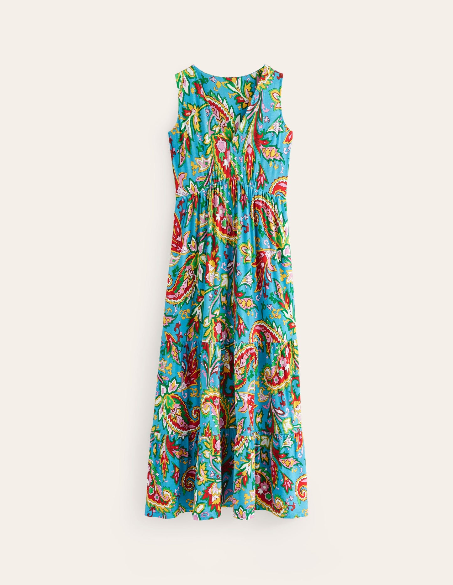 Sylvia Jersey Maxi Tier Dress-Vivid Blue, Paisley Azure