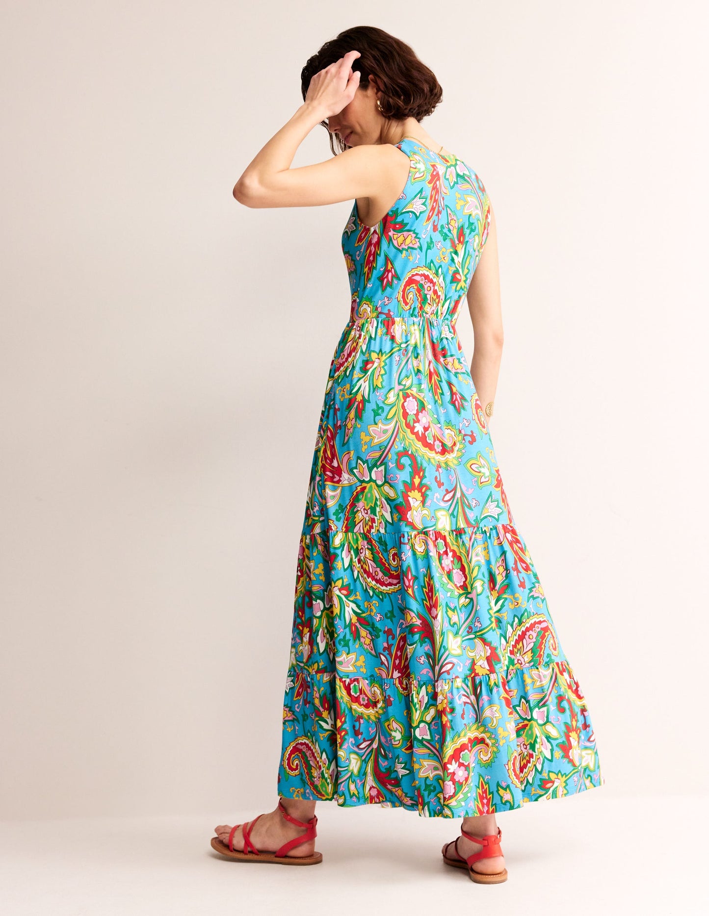 Sylvia Jersey Maxi Tier Dress-Vivid Blue, Paisley Azure