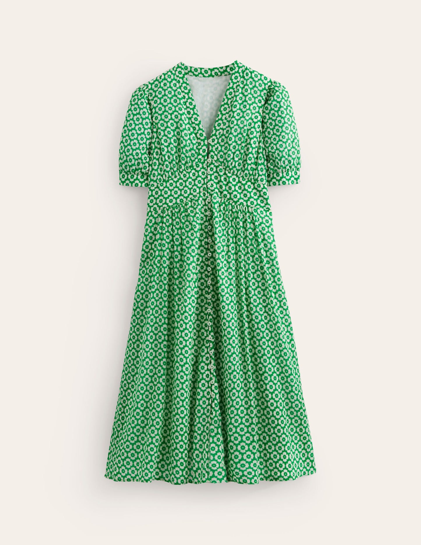 Elsa Crinkle Midi Tea Dress-Green Tambourine, Primrose