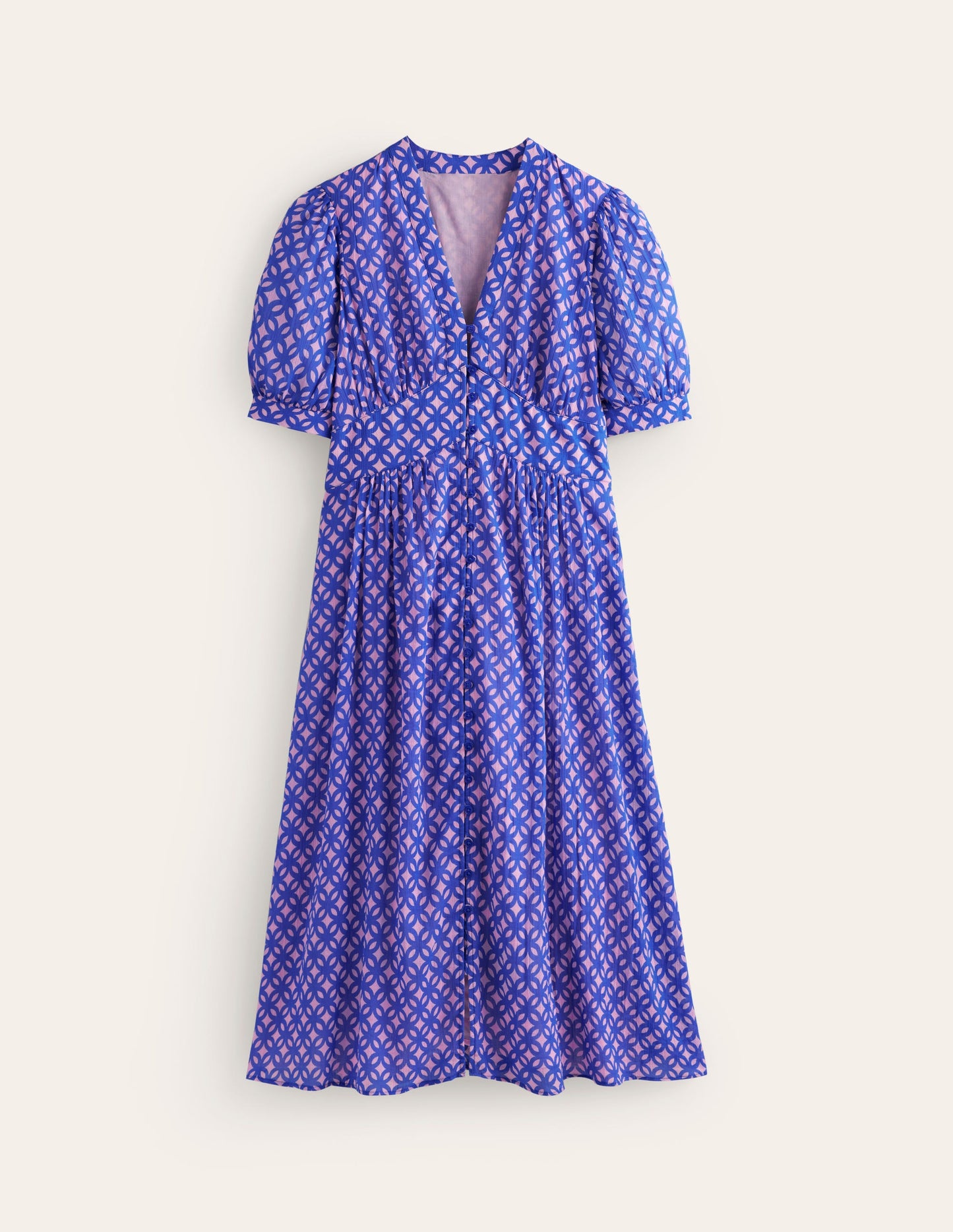 Elsa Crinkle Midi Tea Dress-Sweet Lilac, Trellis Geo