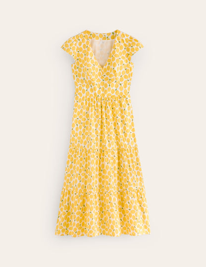 May Cotton Midi Tea Dress-Passionfruit, Lemons