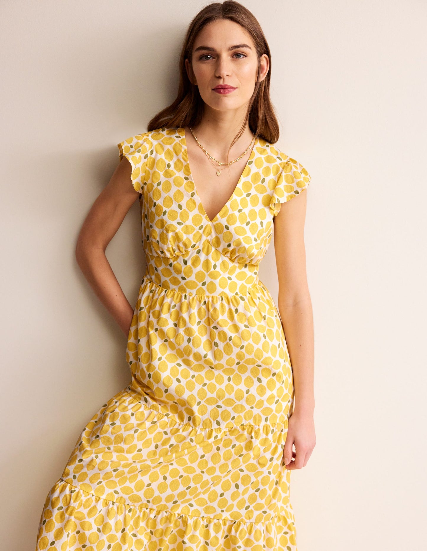 May Cotton Midi Tea Dress-Passionfruit, Lemons