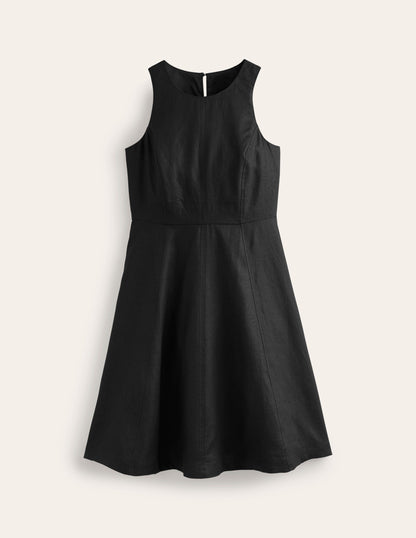 Carla Linen Short Dress-Black