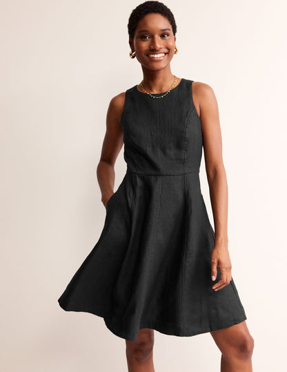 Carla Linen Short Dress-Black