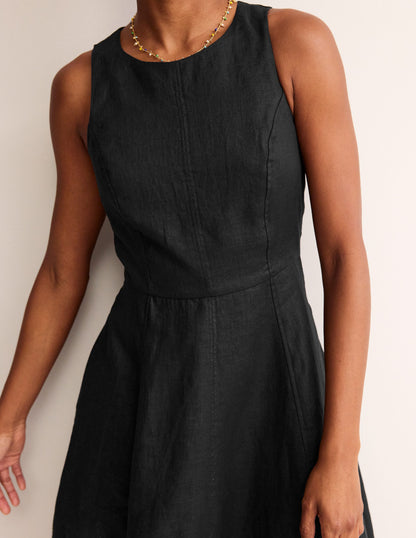 Carla Linen Short Dress-Black